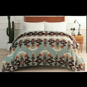 Queen Pendleton Sherpa Blanket Manta Throw Teal